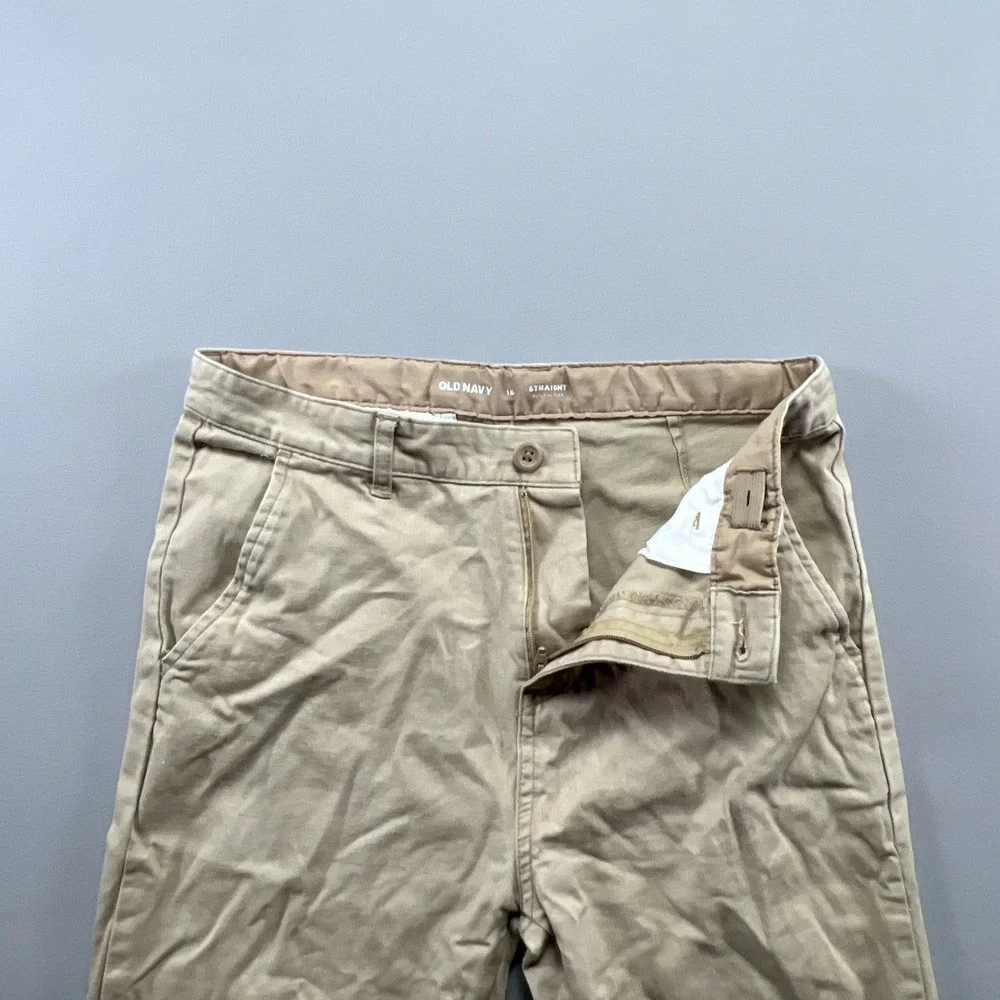 Old Navy Straight Built In Flex Uniform Pants Boys 16 Beige Cotton Flat Front